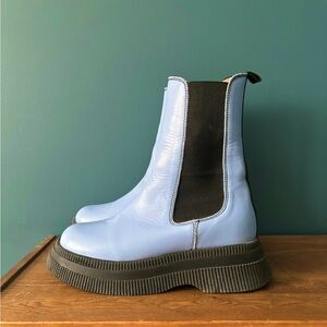 Ganni Blue Creepers Chelsea Chunky Boots (new!)